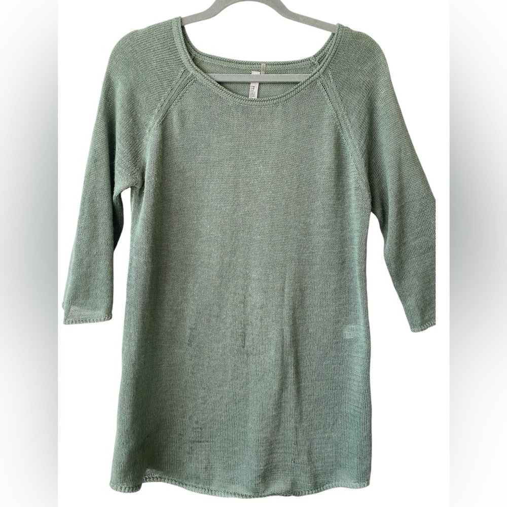 Tunic Sweater Lightweight, Linen, Lagenlook Chic, 3/4 Sleeve, Side button detail